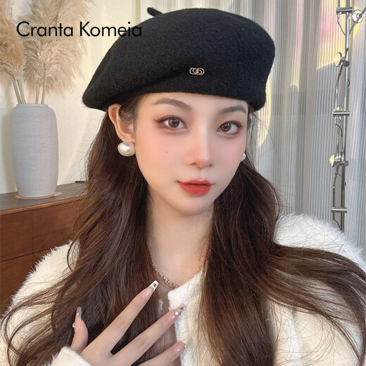 Cranta Komeia Hut für Frauen 2025 Neues Retro Beret Herbst- und Wintertemperament Promi Maler Hut Geburtstag Geschenk für Freundin Weiß High-End-Sense leichter Luxusstil für Freundin Frau praktisch