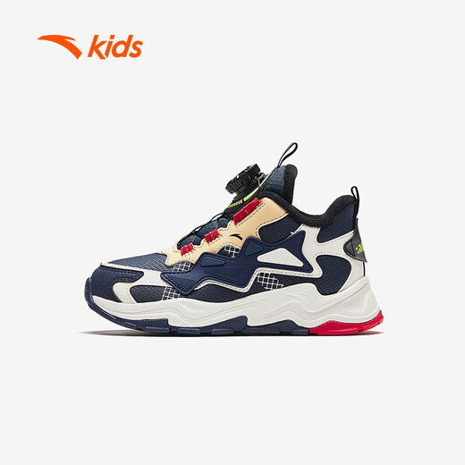 ANTA (ANTA) Children's Cotton Shoes Boys 2026 Spring Velvet Warm Knob Button Snow Anti-Slip Casual Two-Cotton Boots Blue/Sky Blue/White 9902H-3 28