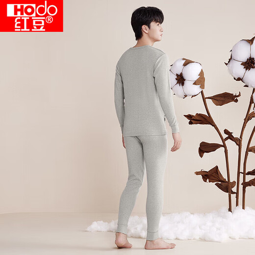 Hongdou Underwear Men's Pure Cotton Autumn Clothes and Autumn Pants Set Pure Cotton Printed Thin Cotton Sweater Cotton Pants Light Linen