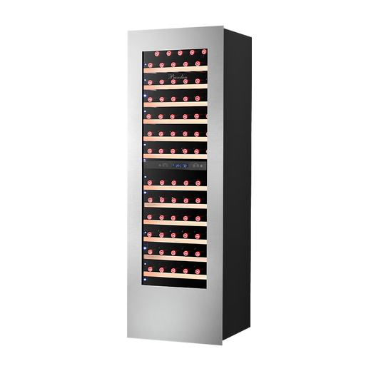 Bacchus fully embedded wine cabinet 83 bottles Constant temperature and humidity cellar wine wall cabinet Champagne Remy Martin Martell wine refrigeration high-end design large villa kitchen YC-259 black full glass door 83 bottles