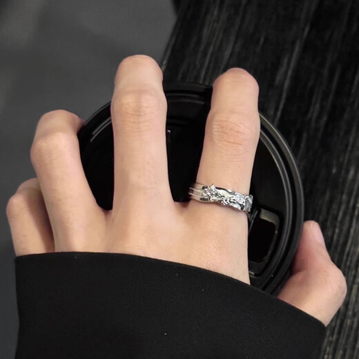 Meng Keduo dark style starburst ring men's niche design simple light luxury ring high-end open ring female tail ring gift starburst ring two-piece set