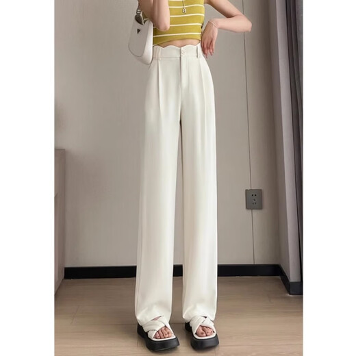 含蕊高腰阔腿裤子女夏季新款宽松百搭潮流休闲裤女士直筒西装长裤 692黑色295 XL 128-143斤