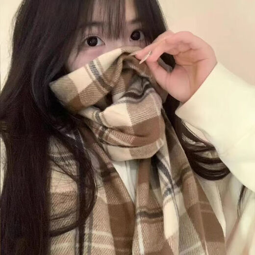 Mei Benwei Scarf Hand Laweven для подруги Palubas Plaid Children Korean 2024 Новая атмосфера Зимняя теплый [корейский ретро-плед] Belle Sea Salt [один размер] милый/универсальный/белый
