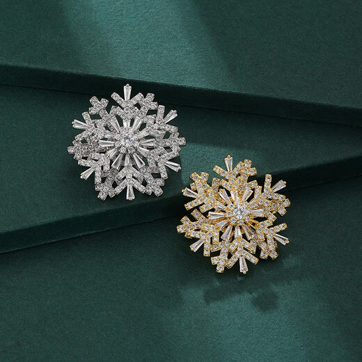 QUAMER gold store high-end luxury atmospheric rotating snowflake brooch 2023 new trendy brooch brooch 100 silver snowflakes