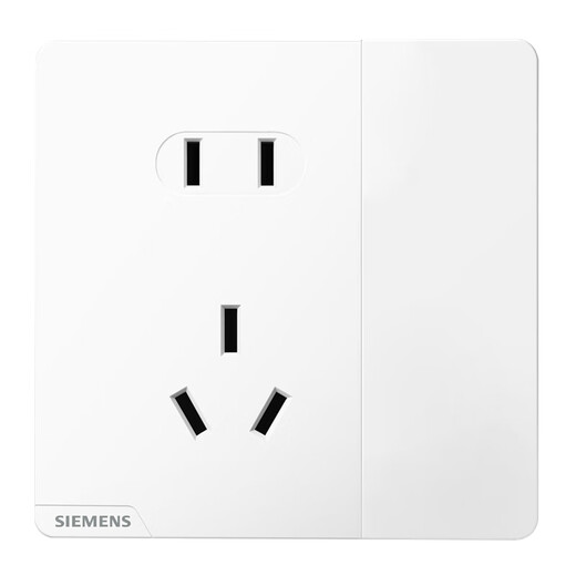 西门子（SIEMENS）开关插座 10A五孔带单控 奶油风插座 皓彩米绒白5UB26241NC013P