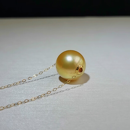 DL 1998 Fat Donglai same style South Sea gold bead pendant natural sea water Philippine quality necklace G18k gold deep gold road 9-10mm small size thick gold