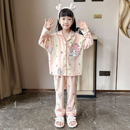Mianyue Children Pyjama für Frauen 3 bis 6 Jahre alt Kinder Frühling und Herbst Langhülle Dünne mittelgroße Kinder Mädchen Prinzessin Baby Cartoon Set 1421 100 cm -8 Größe Höhe