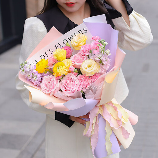 Baihuaguan-Blumen, Rosen und Dopaminsträuße, hochwertige Nischen-Geburtstagsgeschenke für Freundinnen und Ehefrauen, Lieferung am selben Tag in derselben Stadt, farbenfrohe Träume |dy725