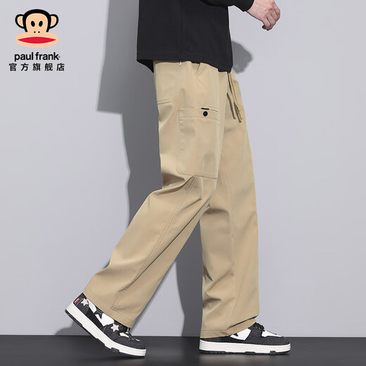 大嘴猴（paul frank）美式潮牌休闲裤男春秋季宽松垂感直筒工装裤男装百搭新款潮流裤子 9856H卡其色【官方正品】 M【建议90-110斤】