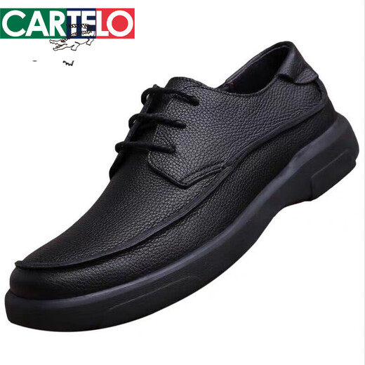 Katile Crocodile brandneue Modeklassiker Zehenschicht Cowide Business Casual Herren Lederschuhe echtes Leder dickes Sohle Weiche Leder Europäische und amerikanische Herrenschuhe Schwarz 3899 41