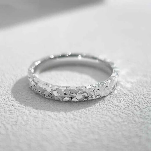 Two Worlds S999 sterling silver broken ice ice silver ring couple ring men's ring plain ring adjustable Chinese Valentine's Day off-site gift men's style - can be engraved - gift box