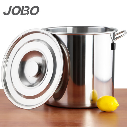 JOBO commercial soup bucket thickened stainless steel bucket with lid 30cm storage bucket oil water rice noodle bucket slant bucket