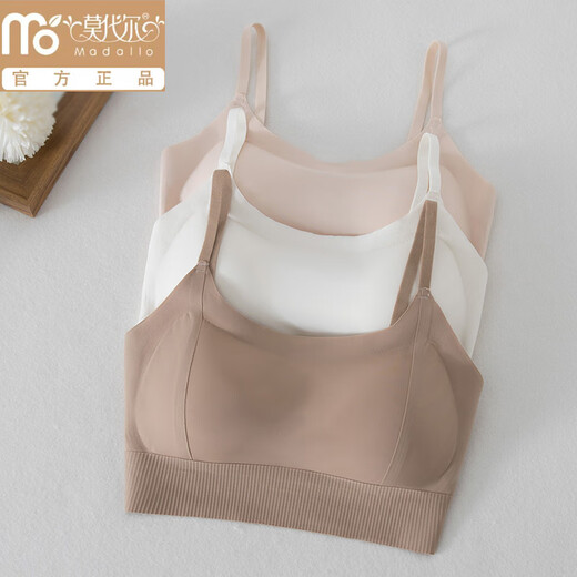 Modal high-end thickened tube top bra for women with small breasts gathered to prevent exposure and beautiful back 2025 new all-in-one camisole bra light skin color + milky white two-piece set M 0 (suitable for 80-115 Jin Jin equals 0.5 kg) 3 cm thick