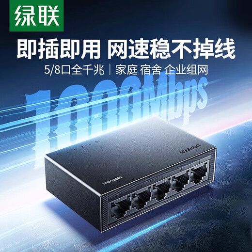 Green Connect CM833/CM834 Gigabit switch rubber shell model five-port 5-port/eight-8-port 35492/35499 line splitter 35046-5-port rubber shell 100-megabit *plug-and-play* stable