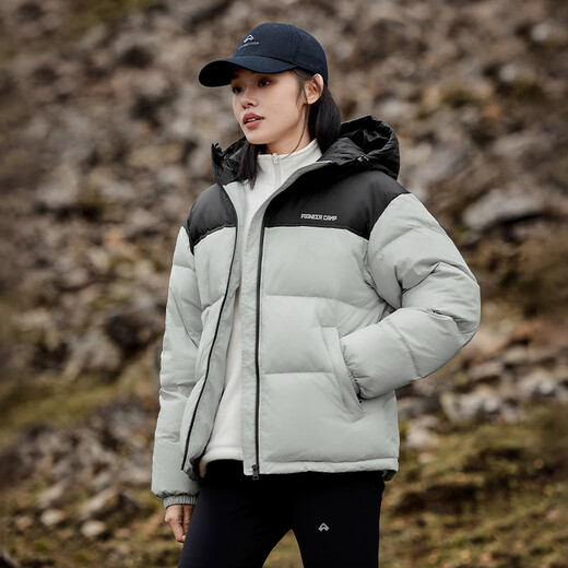 拓路者（Pioneer Camp）冬季新款90绒男女情侣装连帽羽绒服宽松加厚保暖外套700蓬学生 黑色 M