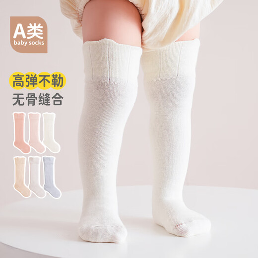 Nanlu 3 pairs of autumn and winter pure cotton newborn baby stockings boneless loose mouth high socks baby over-the-knee cotton socks solid color 2079 baby boy 3 pairs S recommended 0-6 months