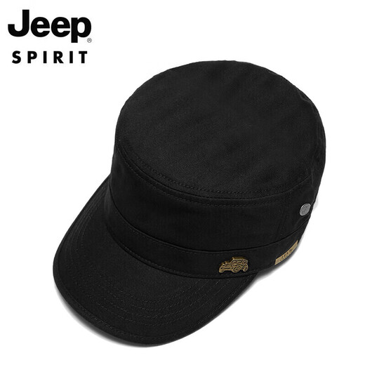 Jeep (JEEP) hat men's baseball cap summer versatile peaked cap flat top sun hat green, middle and old sun hat A0077 black