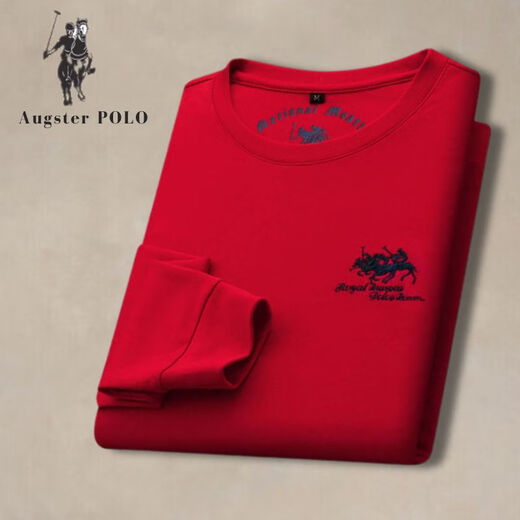 AGUGSTER Polo Auténtico Paul Autumn and Winter New Men's Loose Round Sweet Sweinshirt Polo Camiseta de caballo bordada Camiseta White 6628 L