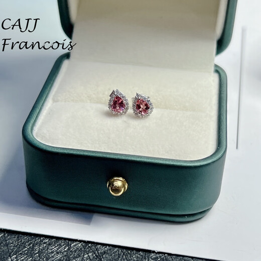 CAJJ Francois 0.55 carat pink tourmaline stud earrings for women 925 silver as a gift for personal wear natural colored gemstones tourmaline earrings