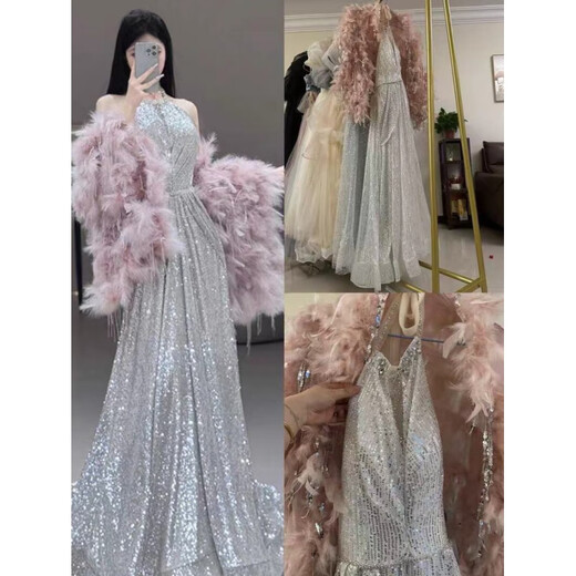 
Yunxiang Sihai Rental High-Custom Version 2024 Puffed Skirt Host Art Exam Banquet Adult Ceremony Annual Meeting Heavy Industry Toast Evening Dress XY01 Plus Skirt Support 10 XS