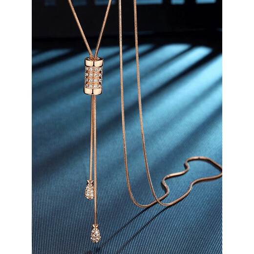 DL 1998 Fat Donglai same style 18k gold sweater chain versatile long women's accessories K rose gold niche fashion pendant versatile simple sweater chain