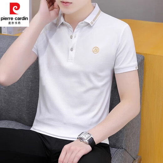皮尔卡丹（pierre cardin）冰丝短袖t恤男2024夏季新款翻领POLO 衫半截袖中青年上衣男装 683白色 M
