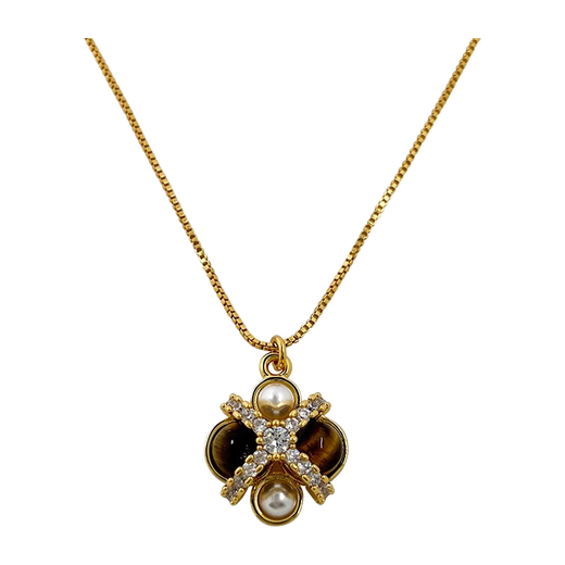 Idel French retro Maillard style tiger eye stone pearl long necklace light luxury high quality sweater chain L2481 tiger eye stone sweater chain