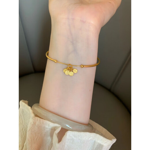 Menbin new Chinese style peace and joy ancient method 18k gold plated thin bracelet niche personality new temperament bracelet gift for women