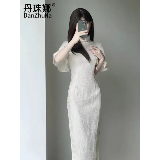 丹珠娜（DanZhuNa）新中式连衣裙子夏天女装2024夏季新款法式假两件温柔风碎花长裙子 1278连衣裙 M