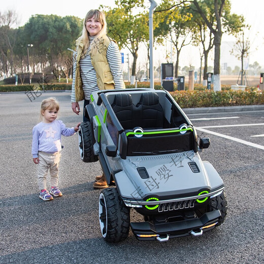 
Weini children's electric car, children's four-wheel pickup truck, off-road vehicle, boys and girls can sit on remote control toy car, large children's car, light gray + 14A super battery + soft seat + hard wheel, 775 dual-wheel drive large motor + Bluetooth music
