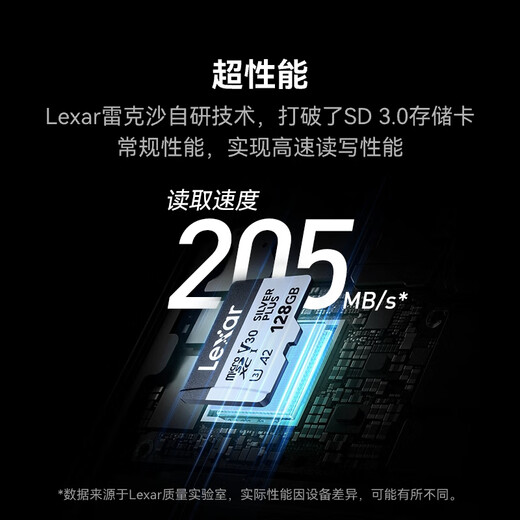 Lexar TF Card 4K Sportkamera DJI Drohnenspeicherkarte Gopro Mobile Speicherkarte MicroSD -Karte Neue Produktstart] 128G Silverplus Read 205m TF -Karte