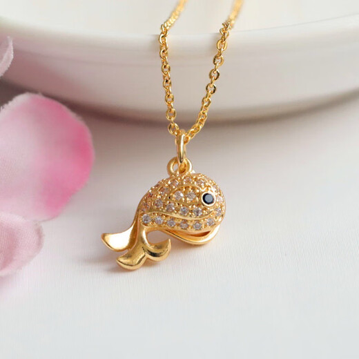 Qichangtang Freshwater Pearl Pendant Dolphin Shell Bear Necklace Clavicle Chain Jewelry Ins Internet Celebrity Jewelry Gift for Girlfriend Freshwater Pearl Dolphin Bead Pendant with Silver Chain