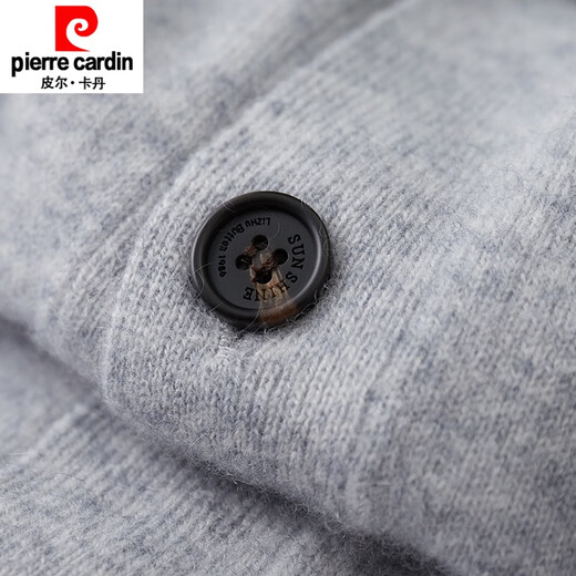 
Pierre cardin new cashmere knitted cardigan men's V-neck solid color youth sweater loose large size cardigan jacket dark gray S