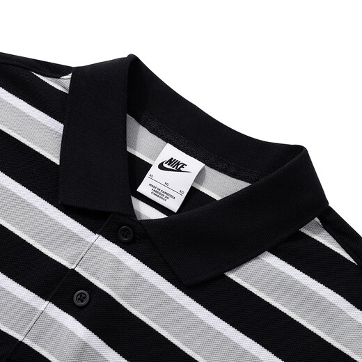 耐克（NIKE）polo衫男装夏季纯棉透气舒适翻领休闲条纹上衣跑步运动服男子短袖 FN3897-010 2XL /185/100A