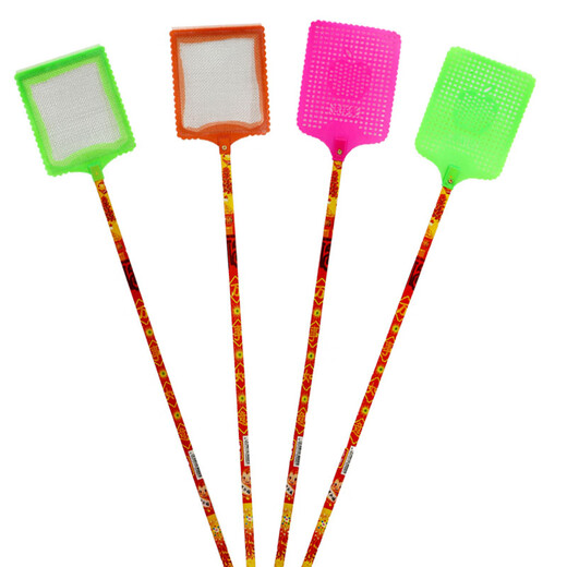 Kang Liya 3523 Cooked plastic fly swatter, long-handled bamboo handle manual fly swatter, random color, bamboo handle wire mesh