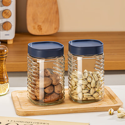 Green apple glass bottle sealed jar storage jar miscellaneous grains tea dried fruit snack bottle storage container tea jar small size 400ml