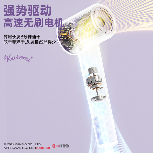 Earth's Past Sanrio hair dryer electric hair dryer household negative ions high power does not hurt the hair strong wind high-speed intelligent temperature control quick drying care Chinese Valentine's Day gift for girls big-eared dog high-end nozzle version negative ions do not hurt the hair丨intelligent temperature control