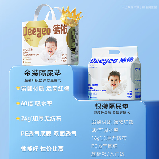德佑 婴儿隔尿垫新生儿宝宝一次性床垫护理垫吸水透气不回渗隔尿垫 【新升级】金装M码46片