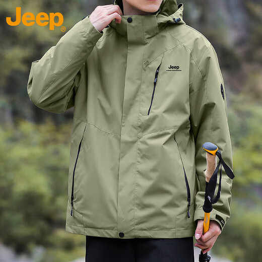 Jeep (JEEP) jacket men's autumn and winter three-in-one assault top jacket polar fleece men's military green XL