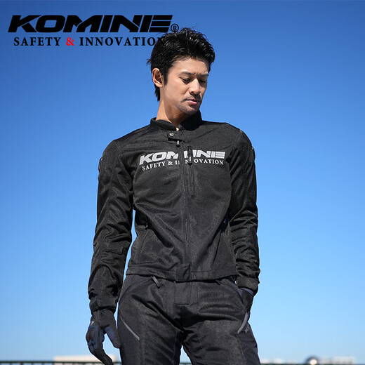 KOMINE SAFETY/INNOVATION Summer full mesh knight jacket light weight anti-fall minimalist style motorcycle riding suit men and women JK-171 Black XL
