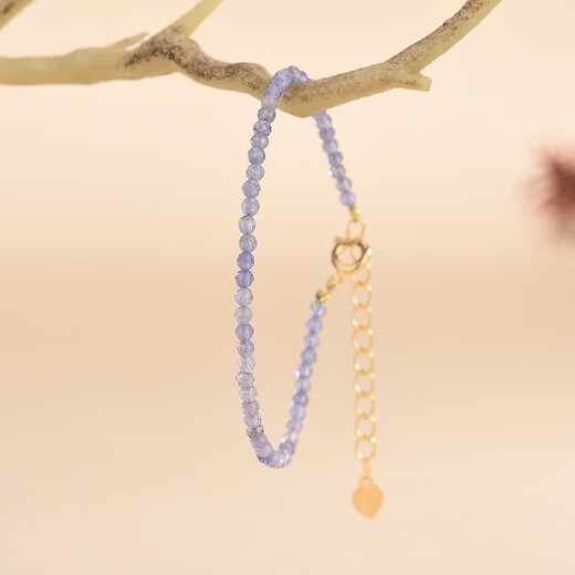 Fat Donglai quality tanzanite bracelet natural crystal women's ultra-fine 3mm round bead bracelet niche design summer small about 2.5mm tanzanite faceted bracelet hand circumference about 15c