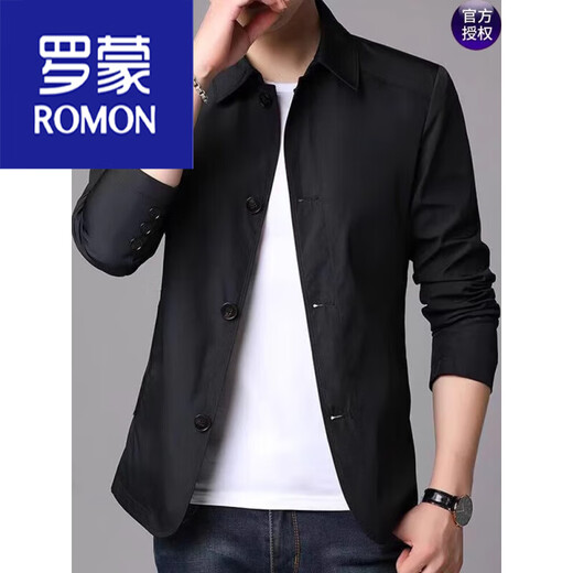 Romon Lapel New Jacket Men's Spring y Autumn Thin Business Casual's Casual's Middle's Daddy's Solid Color Jacket 1048. Grey M M