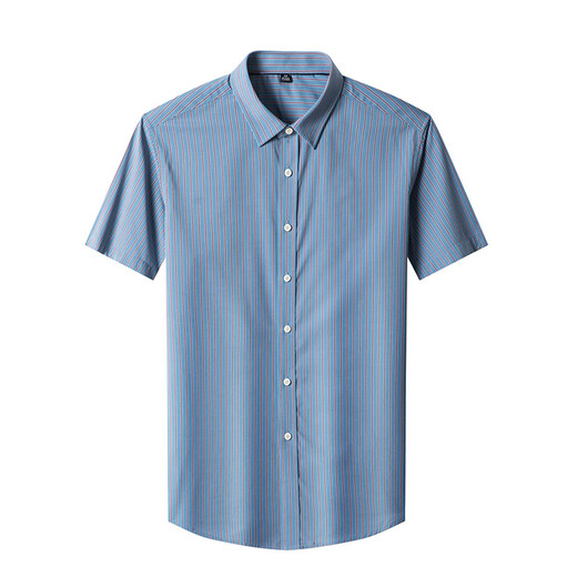 JASONWOOD high-end brand men's short-sleeved shirt men's summer thin stripes business casual loose men's shirt top light gray stripes L 175/50