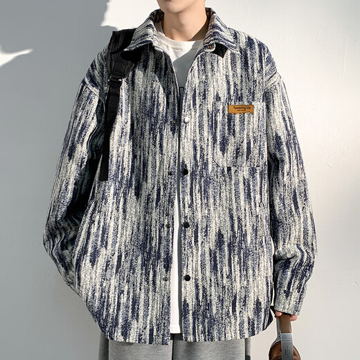 IDEA (Zhuyifan) American Retro Denim Veste Spring and Automne 2024 NOUVELLE BRANQUE DE LA MODE Veste en jean tendance Veste décontractée Trendy Jacket J683 Blue XL 125-135Jin [Jin est égal à 0,5 kg]