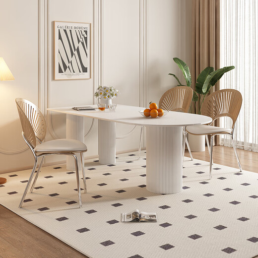 
Pashaman (pashaman) rock slab island dining table integrated with small apartment Italian minimalist cream style matching caterpillar dining chair*4 pictures 1047P