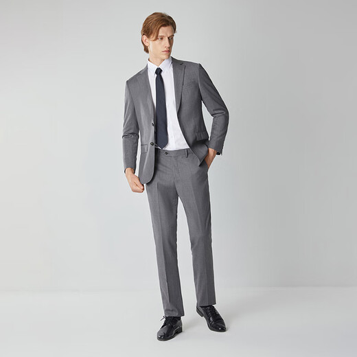 HECHTER suit men's 100% wool suit spring and autumn business formal wear comfortable and easy to care for men gray (trousers) 50