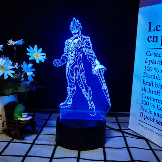 泽塔奥特曼3D小夜灯宿舍摆件动漫卡通床头灯多彩变色灯送儿子礼物 826特利迦 闪耀形态 16色遥控USB+（裂纹底）