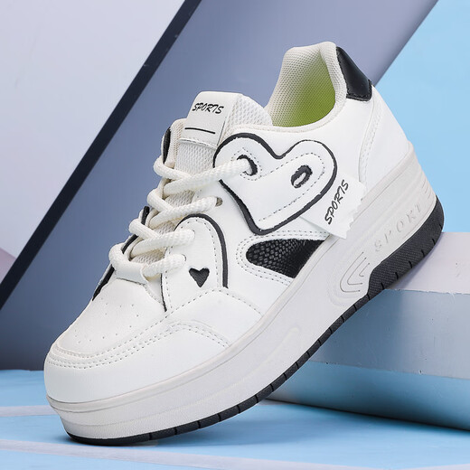 Children's rampage shoes automatic contraction girls' pulley shoes breathable power student double wheel hot wheel skating skates white and black 9918 second wheel 37