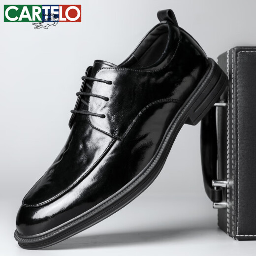 Cartelo British Hand-Hand Head Saper Cow Whide Hombres Menores Empresas zapatos de cuero casual de hombres zapatos de boda 9735 Negro 42