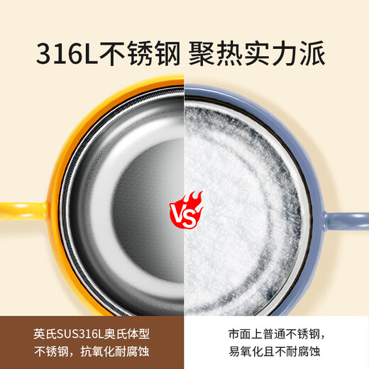 英氏儿童餐具婴儿辅食碗316不锈钢可拆卸吸盘宝宝注水保温碗 少女粉-三件套